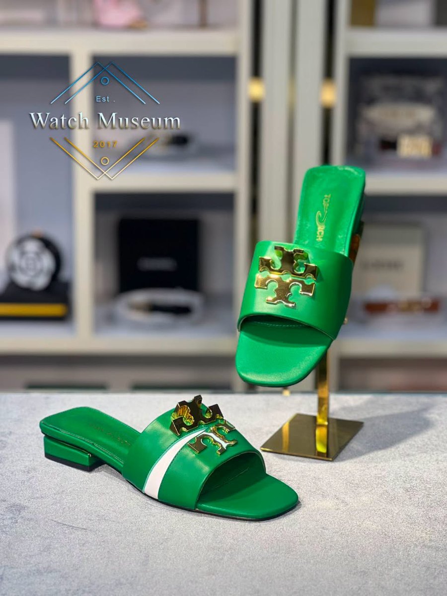 Slide, green, women's slippers.